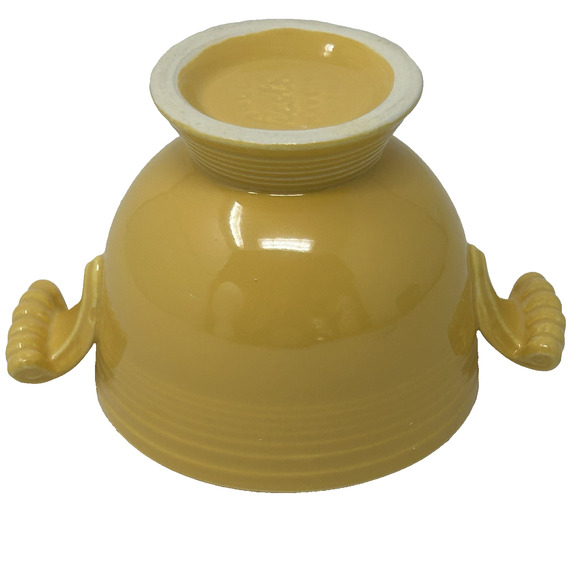 Vtg Original Fiestaware Yellow Sugar Bowl Scroll Handles 1939-1951 Missing Lid - Picture 3 of 8
